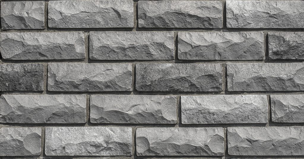 Rock Face Brick RFB 722 in full charcoal grey tone with rugged texture